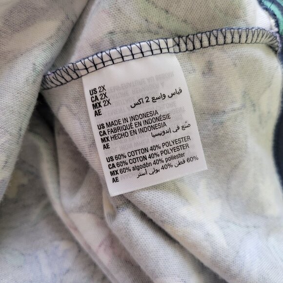 Karen Scott Women Top 2X Plus 3/4 Sleeve Blue Floral Quarter Button FLO121XE - Picture 9 of 10